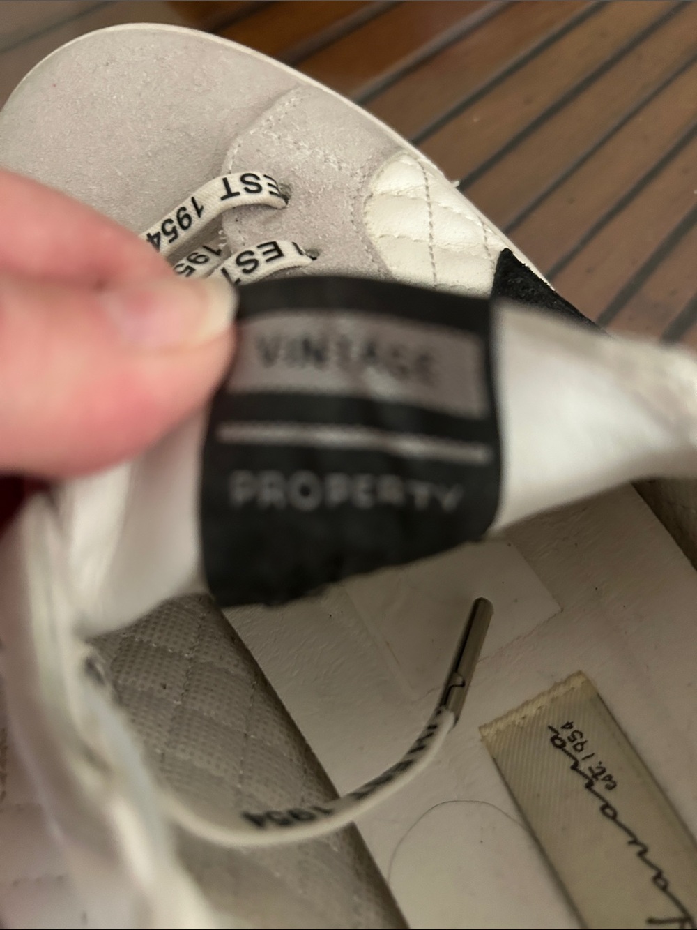 Vintage Havana White and Black Quilted Athletic Sneakers - Picture 4 of 5